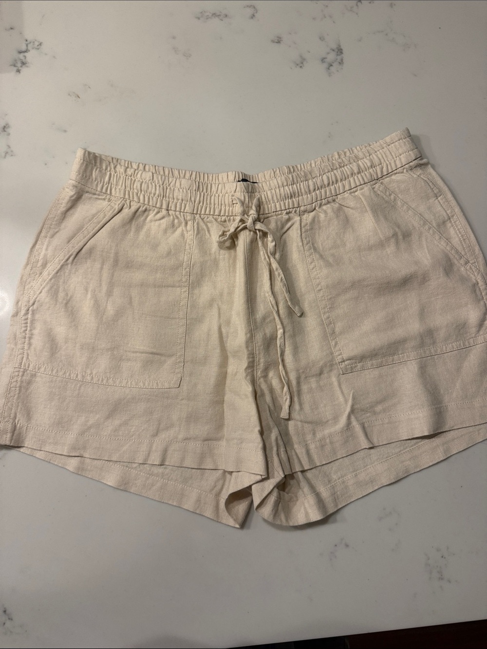 NWOT J. Crew Factory Khaki Drawstring Linen-Blend Shorts